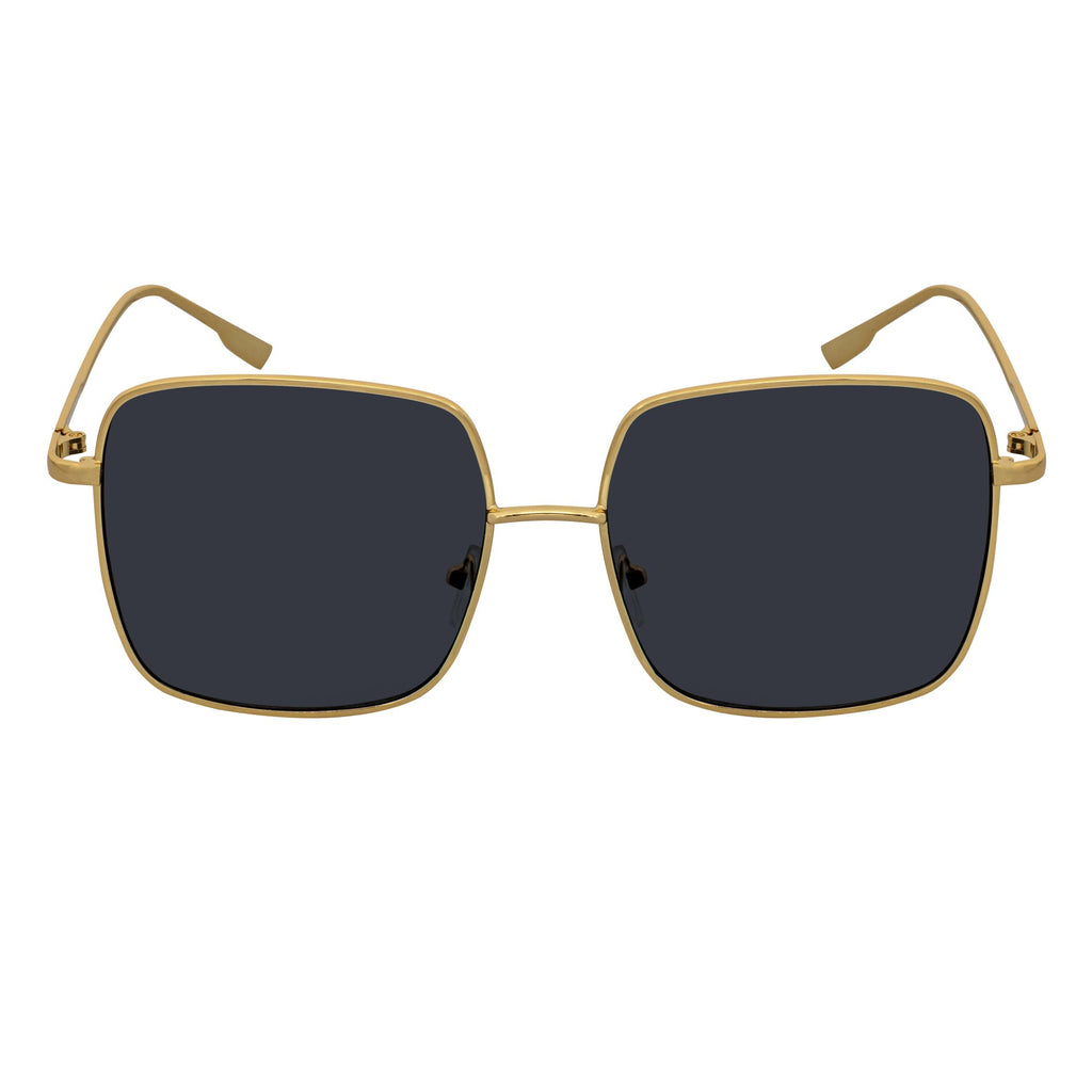 JOSEI - Oversize Metal Square Sunglasses Gold Smoke