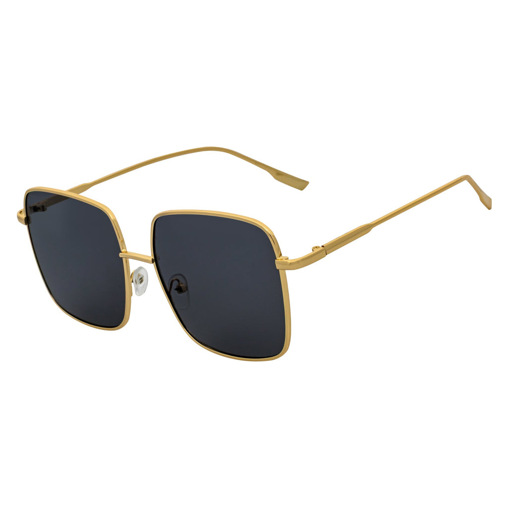 JOSEI - Oversize Metal Square Sunglasses Gold Smoke