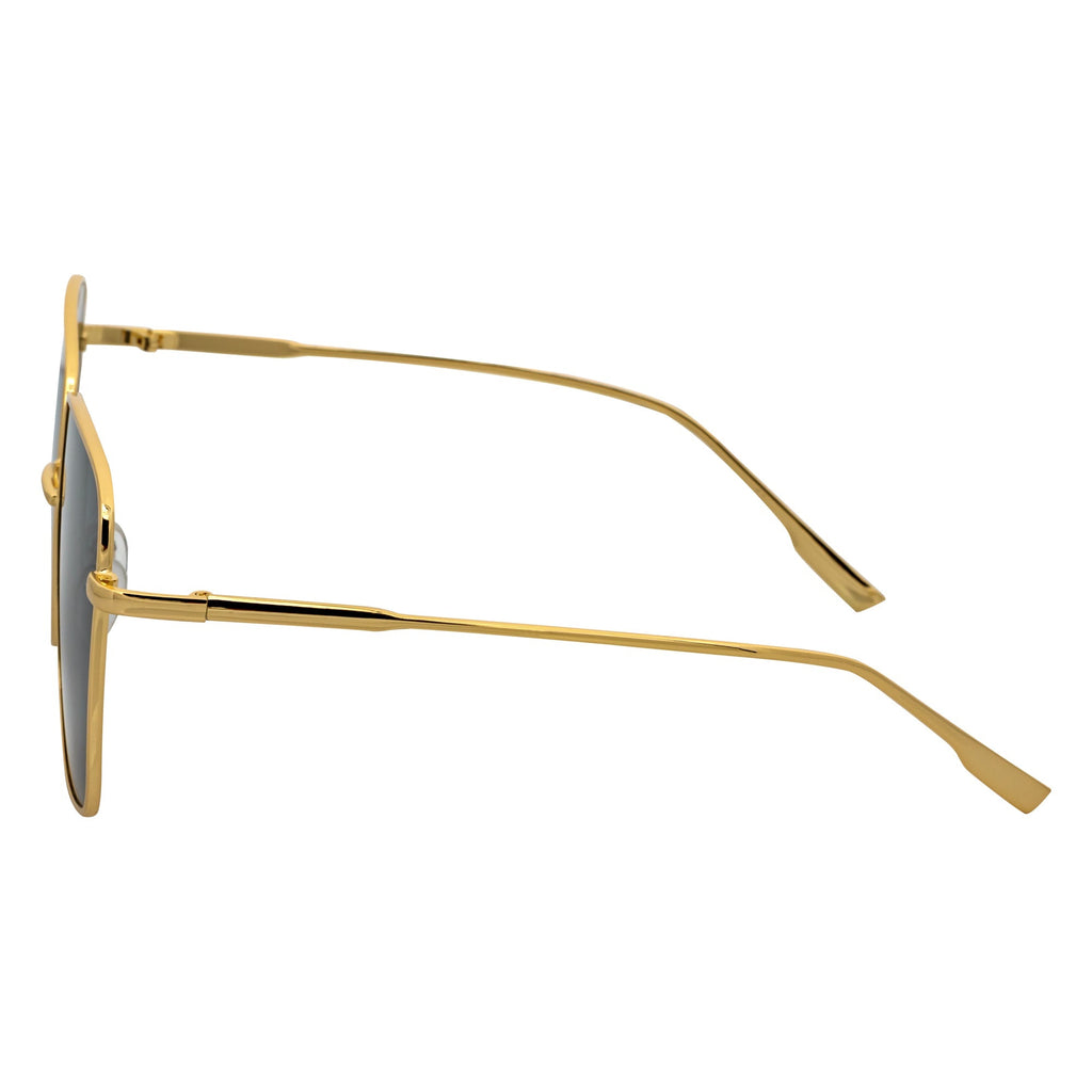 JOSEI - Oversize Metal Square Sunglasses Gold Smoke