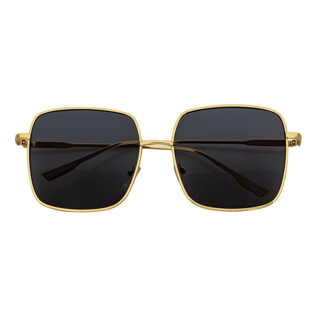 JOSEI - Oversize Metal Square Sunglasses Gold Smoke