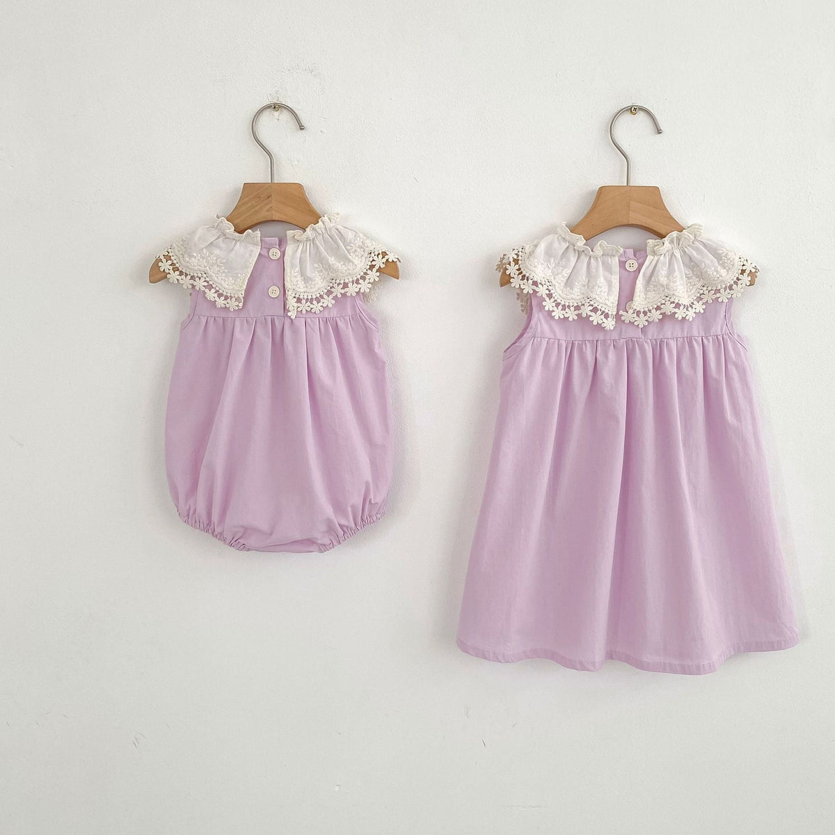 MyKids-USA® Girls Cute Color Patchwork Flowers Pattern Collar Sleeveless bodysuit or Dress – Princess Sister Matching
