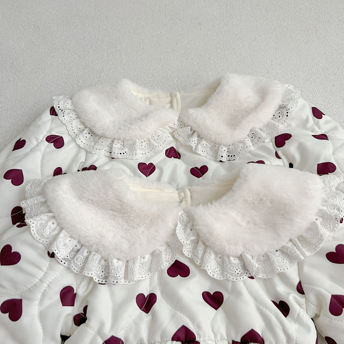 MyKids-USA® Red Heart Pattern Peter Pan Lace Collar Long Sleeve Fashion Princess bodysuit & Dress