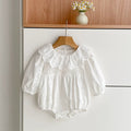 MyKids-USA® Baby Girls French Style Solid Color Flowers Embroidered Pattern Long-sleeved bodysuit or Dress – Princess Sister Matching