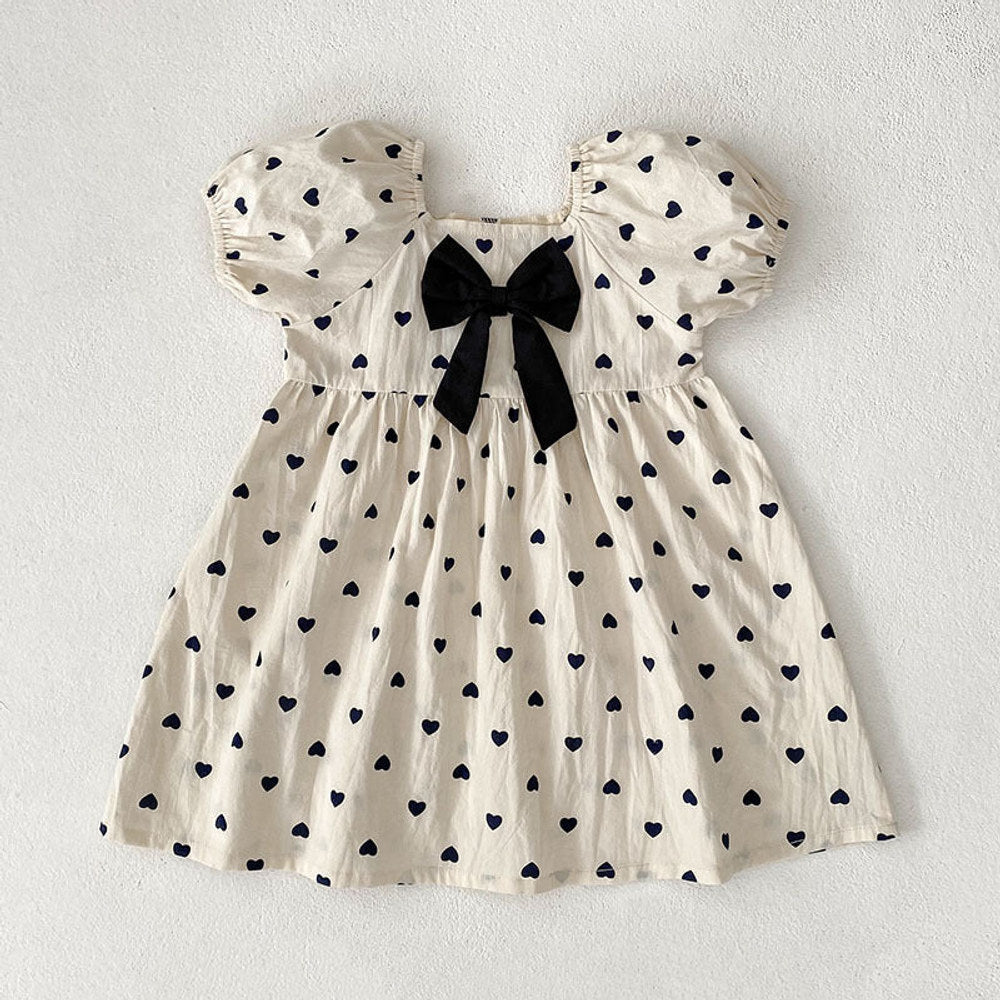 MyKids-USA® Girls Cute Hearts Pattern Square Neck Onesies or Dress – Princess Sister Matching