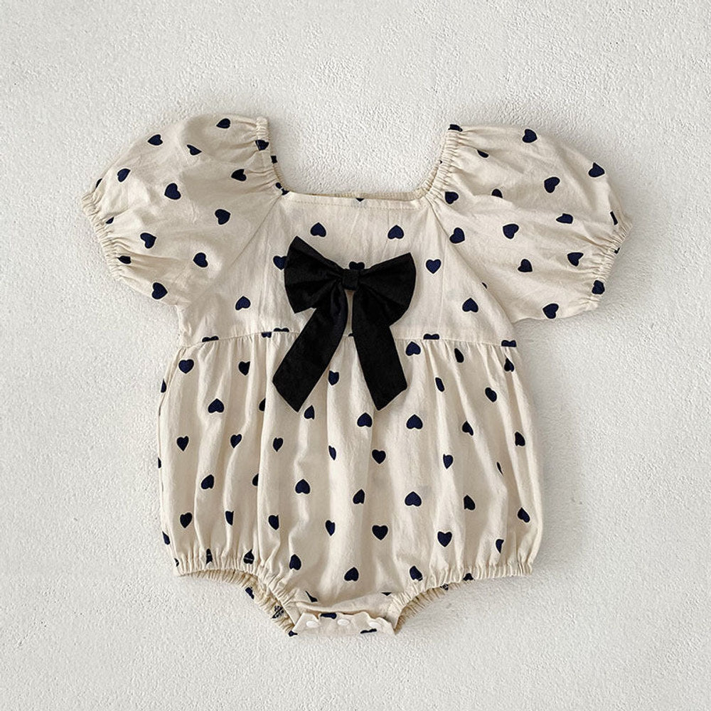MyKids-USA® Girls Cute Hearts Pattern Square Neck Onesies or Dress – Princess Sister Matching